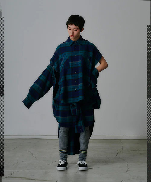 POINT2倍】【FACETASM ファセッタズム】CHECK ZIPPER SHIRT（2色