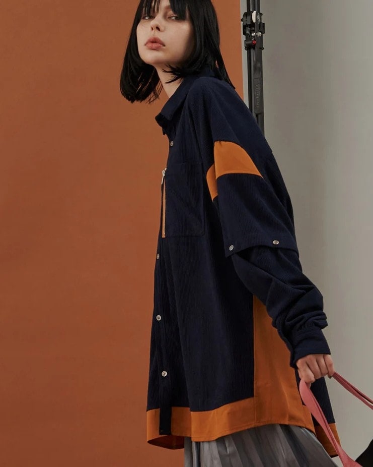 SeeSew】CORDUROY 2WAY BLOCK SHIRTS （240081）（2色） | SeeSew