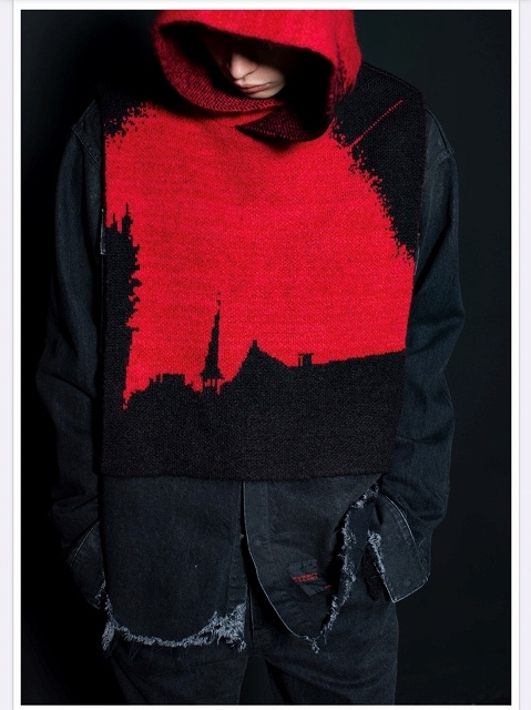 ALMOSTBLACKオールモストブラック】 HOODED KNIT VEST 20AW-KT03 