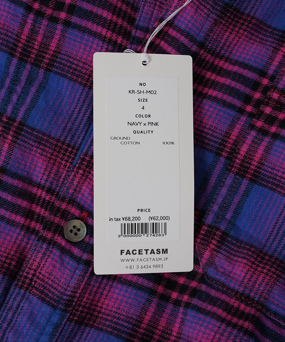 FACETASM ファセッタズム】HOODED ORIGINAL CHECK SHIRT/NAVY