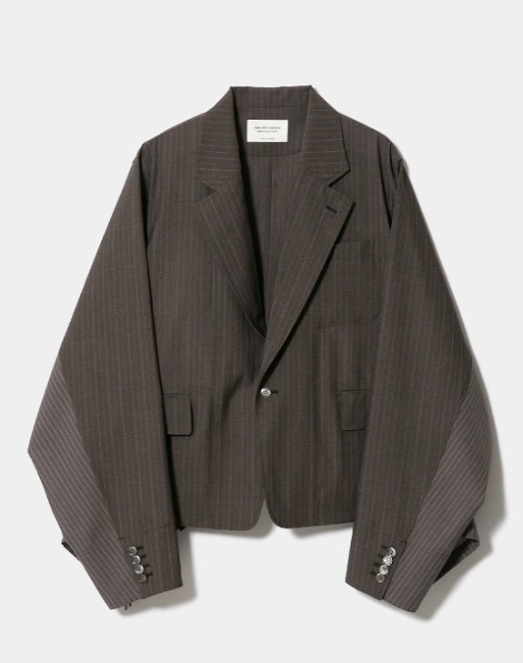 美品★ BUMPY SHEER DOUBLE JACKET VELVETEEN NOTCHED LAPEL LONG JACKET(M Black): S'YTE｜THE