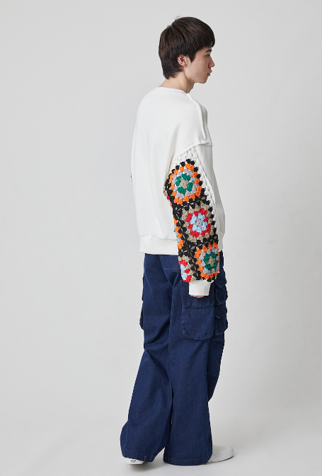 DISCOVEREDディスカバード】CROCHET SLEEVE SWEAT (3色）（DC-SS25-CU