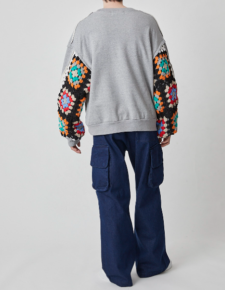 DISCOVEREDディスカバード】CROCHET SLEEVE SWEAT (3色）（DC-SS25-CU