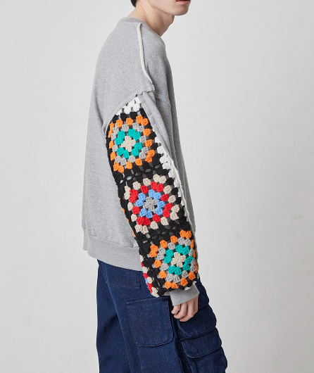 DISCOVEREDディスカバード】CROCHET SLEEVE SWEAT (3色）（DC-SS25-CU