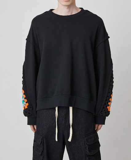 DISCOVEREDディスカバード】CROCHET SLEEVE SWEAT (3色）（DC-SS25-CU