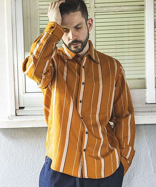 MR.OLIVEミスターオリーブ】LYOCELL LINEN BREND MULTI STRIPE
