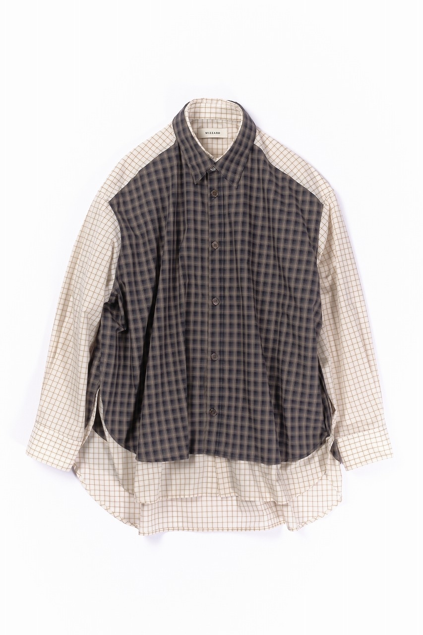 WIZZARD ウィザード/極美品 21AW 総柄スリットシャツ ブラック 2 Wizzard（ウィザード）の「Wizzard ウィザード / ASYMMETRIC