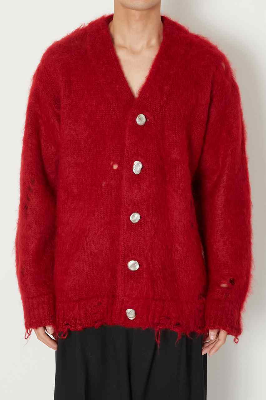 【中古】オールモストブラック ALMOSTBLACK KNIT CARDIGAN ニット カーディガン 抱擁 長袖 2 レッド /HK ■OS メンズ POINT2倍】【ALMOSTBLACKオールモストブラック】