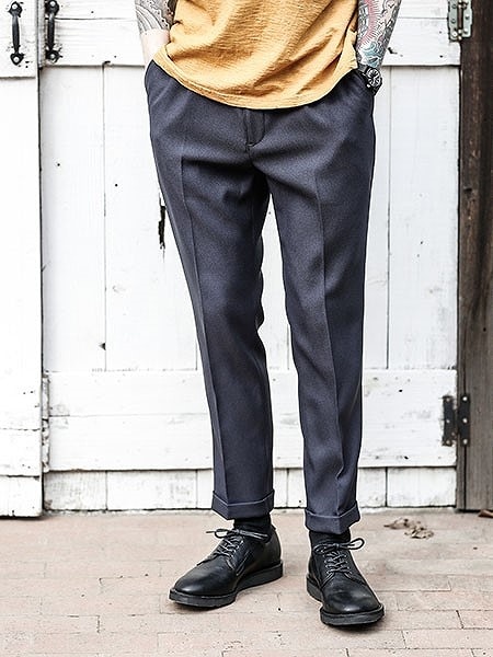 MR.OLIVE / 襟汚れ有/セットアップ/S/ポリエステル/GRN/M-20301/M-18102 MR.OLIVEミスターオリーブ】 RETORO POLYESTER TWILL /ONE PLEATS STA