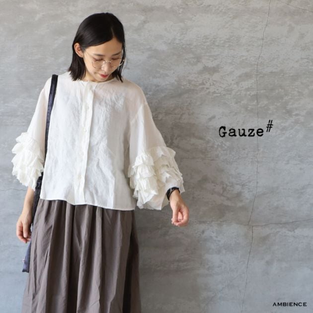 Gauze# ガーゼ G1077 レースフリルスリーブブラウス ANTIQUE