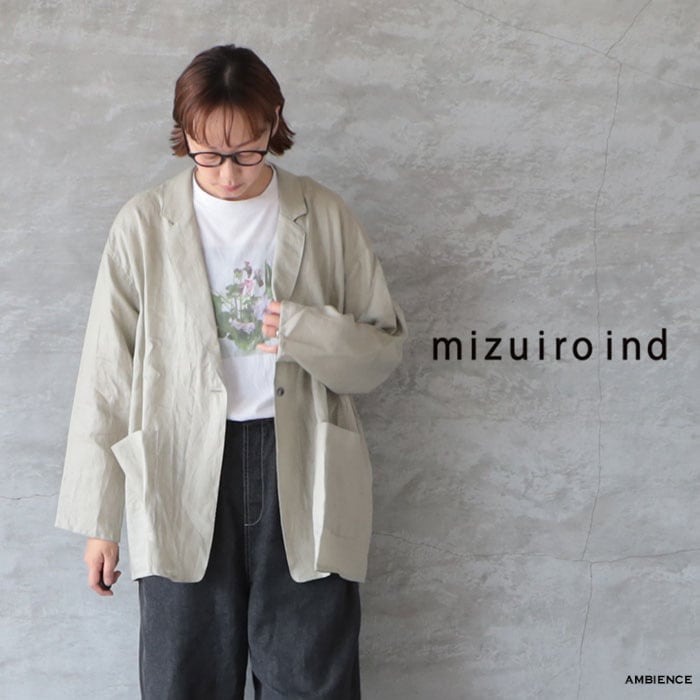 mizuiro ind ミズイロインド リネンワイドシャツジャケット ゆうパック