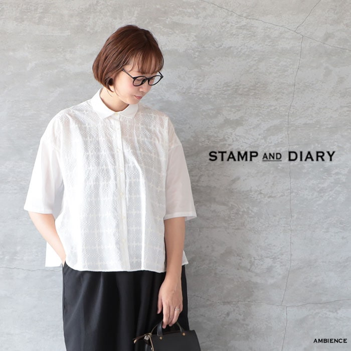 STAMP AND DIARY スタンプアンドダイアリー バックギャザー刺繍