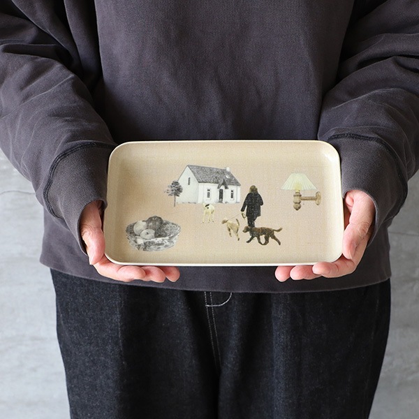 猫と犬のイラスト付き皿セット fog linen work フォグリネンワーク リネントレイS MISATO