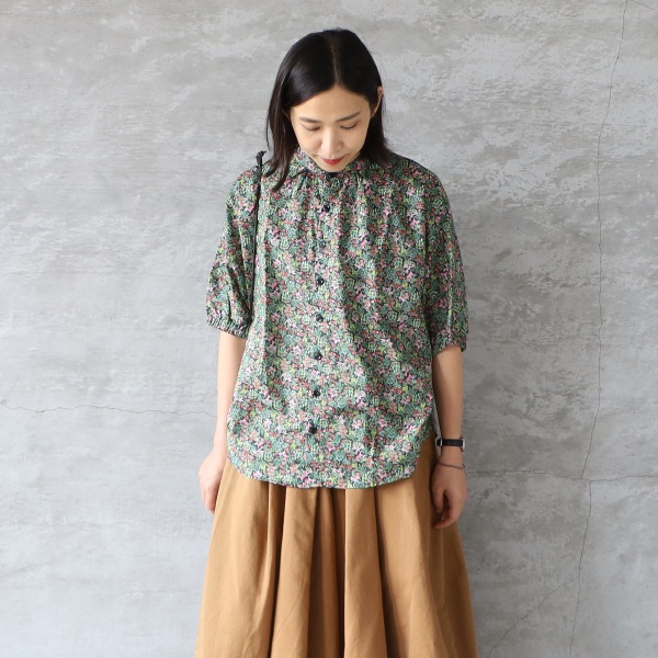 Y127)NARU(ナル)60ローンナイトガーデン ターキーシャツスタンドカラー NARU(ナル) 60ローンナイトガーデン ターキーシャツスタンド