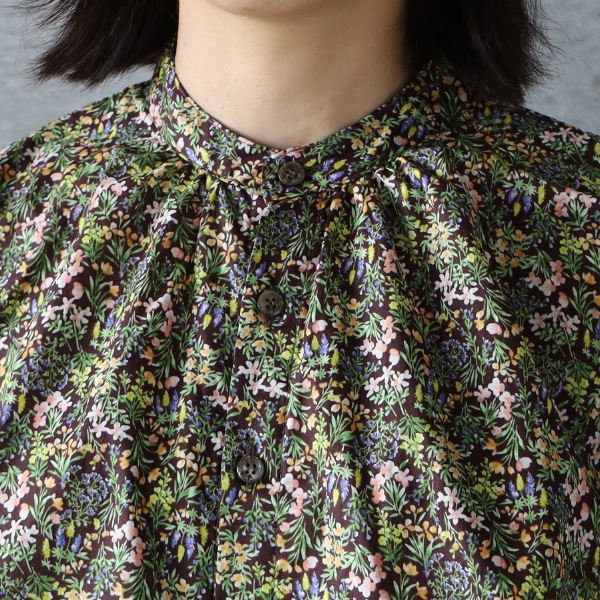 Y127)NARU(ナル)60ローンナイトガーデン ターキーシャツスタンドカラー NARU(ナル) 60ローンナイトガーデン ターキーシャツスタンド