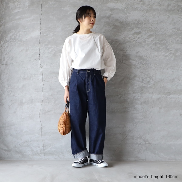 Veritecoeur ヴェリテクール デニムタックパンツ ワンウォッシュ