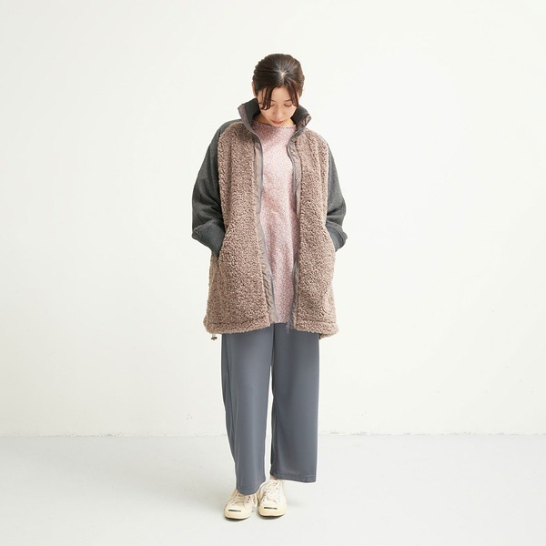 LILOU+LILY リルアンドリリー BOA/NYLON HALF COAT ボアナイロンハーフ