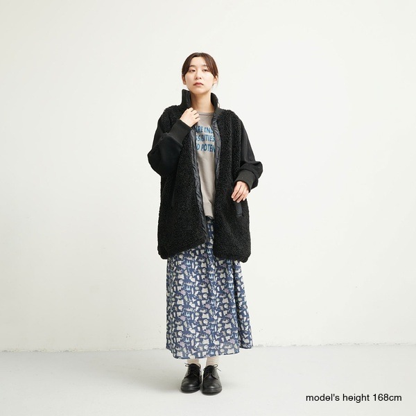 LILOU+LILY リルアンドリリー BOA/NYLON HALF COAT ボアナイロンハーフ