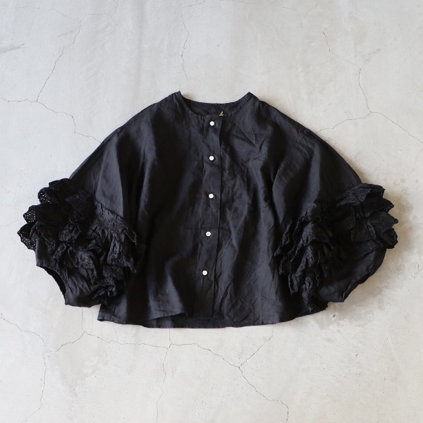 Gauze# ガーゼ G1077 レースフリルスリーブブラウスNoir ゆう