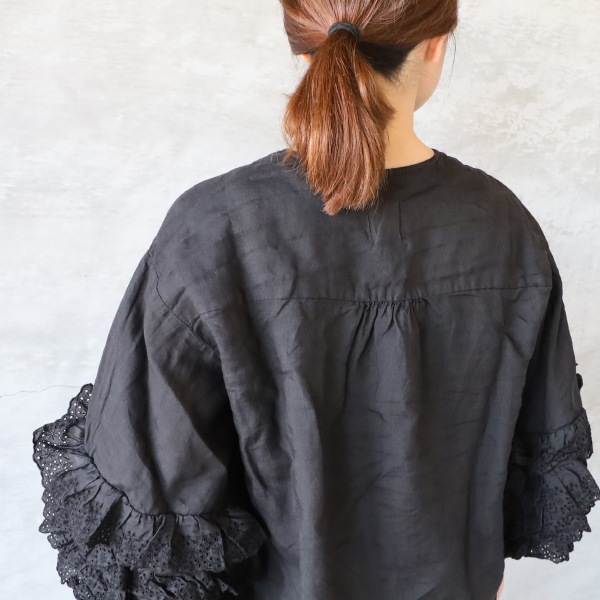Gauze# ガーゼ G1077 レースフリルスリーブブラウスNoir ゆう