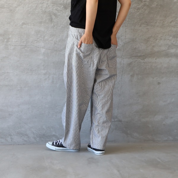 NARU ナル 先染めヒッコリーノッポパンツ メール便対応 25春夏 日本製