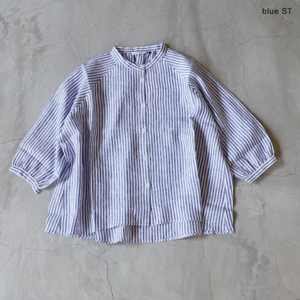 nachukara ナチュカラ 先染めリネンバンドカラーブラウス メール便対応