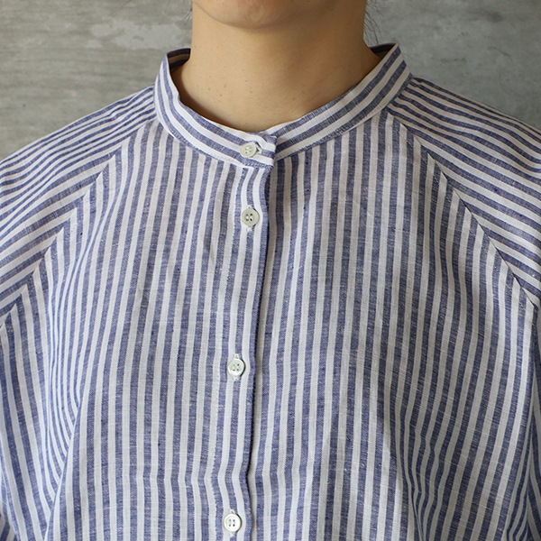 nachukara ナチュカラ 先染めリネンバンドカラーブラウス メール便対応