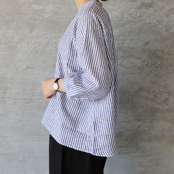 nachukara ナチュカラ 先染めリネンバンドカラーブラウス メール便対応