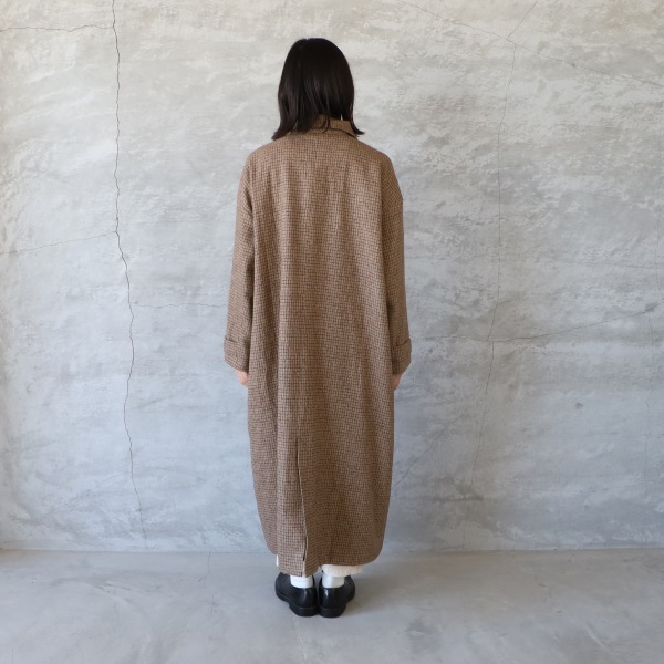 ICHI イチ ウール混チェックロングコート ゆうパック発送 25秋冬