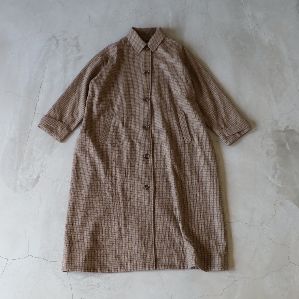 ICHI イチ ウール混チェックロングコート ゆうパック発送 25秋冬