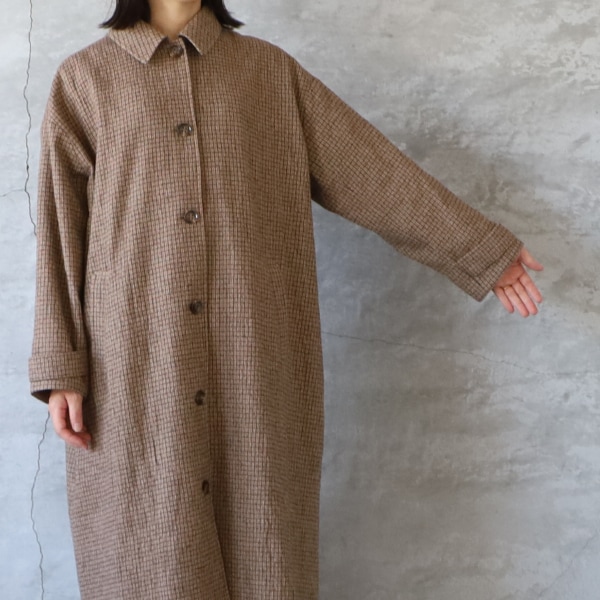 ichi イチ　ウール混　ロングコート ICHI イチ ウール混チェックロングコート ゆうパック発送 25秋冬