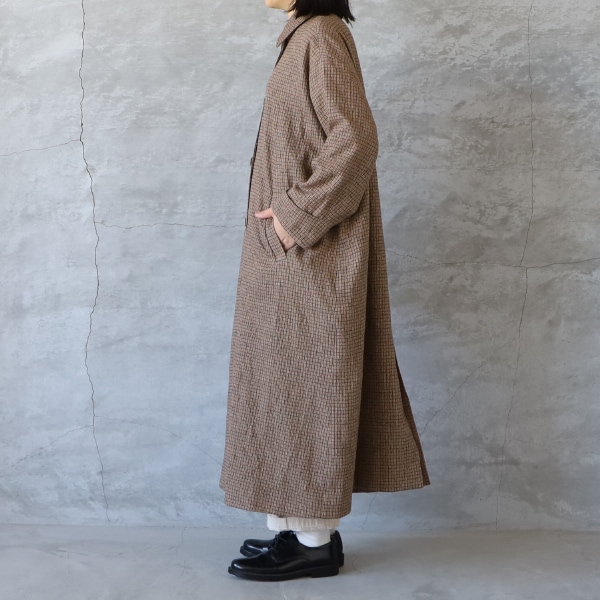 美品❣️イチ　ichi ❤️ ウール　タータンチェック柄ロングコート ICHI イチ ウール混チェックロングコート ゆうパック発送 25秋冬