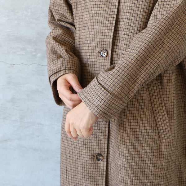 ICHI イチ ウール混チェックロングコート ゆうパック発送 25秋冬