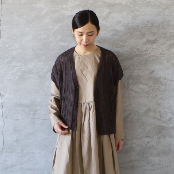 ✳︎✳︎美品✳︎✳︎ Gauze# ガーゼ インディゴ サスペンダー スカート 春夏秋冬 sabbatum サバタム コットンニット透かし編みVネック