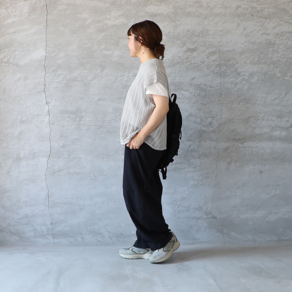 sabbatum サバタム コットンニット透かし編みクルーネックベスト