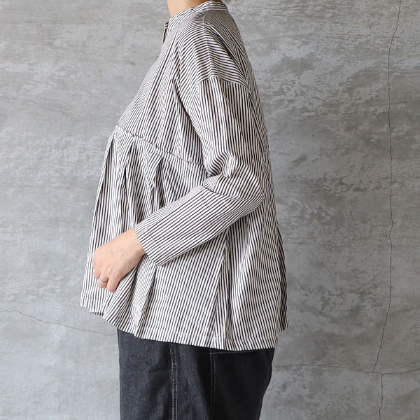 SALE セール 40%OFF SETTEN セッテン 50/-ストライプ製品染めタックフレアチュニックシャツ メール便対応 綿 コットン  ic-ec SALE セール 30%OFF SETTEN セッテン 50/-ストライプ製品染め