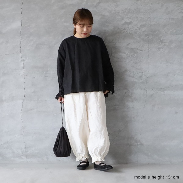ROBE de PEAU ローブデポー アンクルタイドパンツ ブラック2025 ROBE de PEAU ローブデポー アンクルタイドパンツ ゆうパック