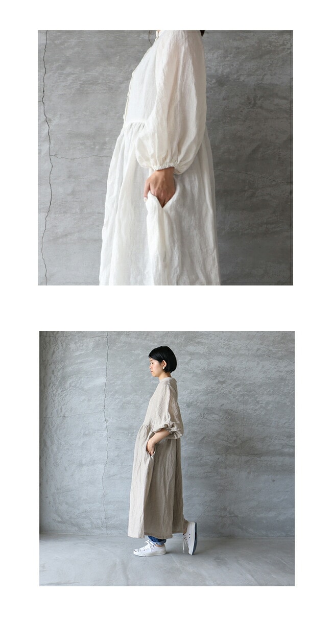 ambience tote ベルギーリネン 2wayワンピース 日本製 麻 バルーン