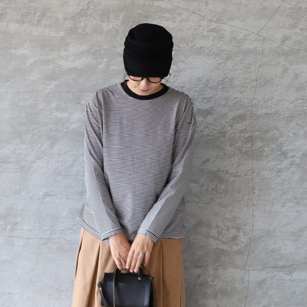 SETTEN セッテン ソフト天竺ボーダー長袖プルオーバー【1.0cm