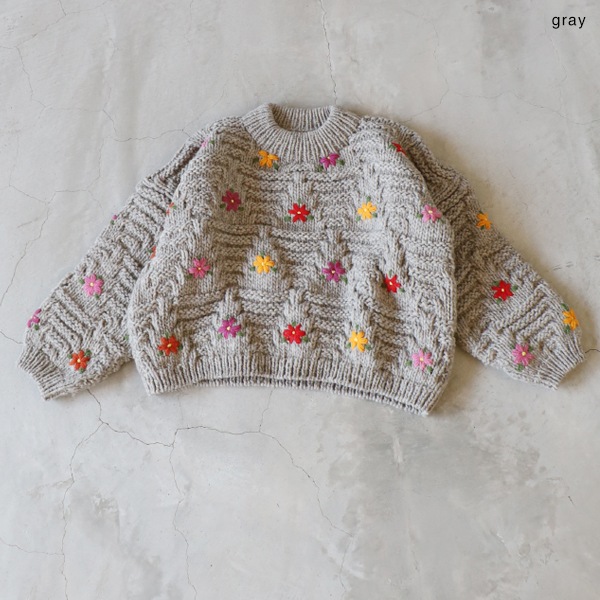 ICHI Antiquites イチアンティークス ペルーハンドニットプルオーバ ICHI Antiquite's イチアンティークス 花刺繍ペルーハンドニット