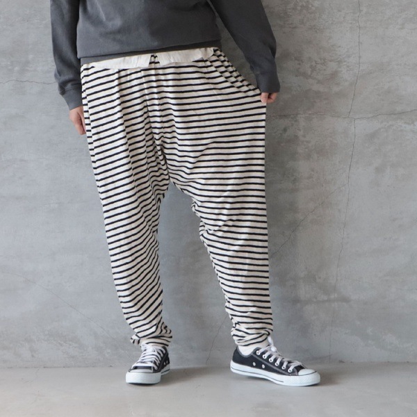 ICHI Antiquite's イチアンティークス コットンボーダーパンツ メール