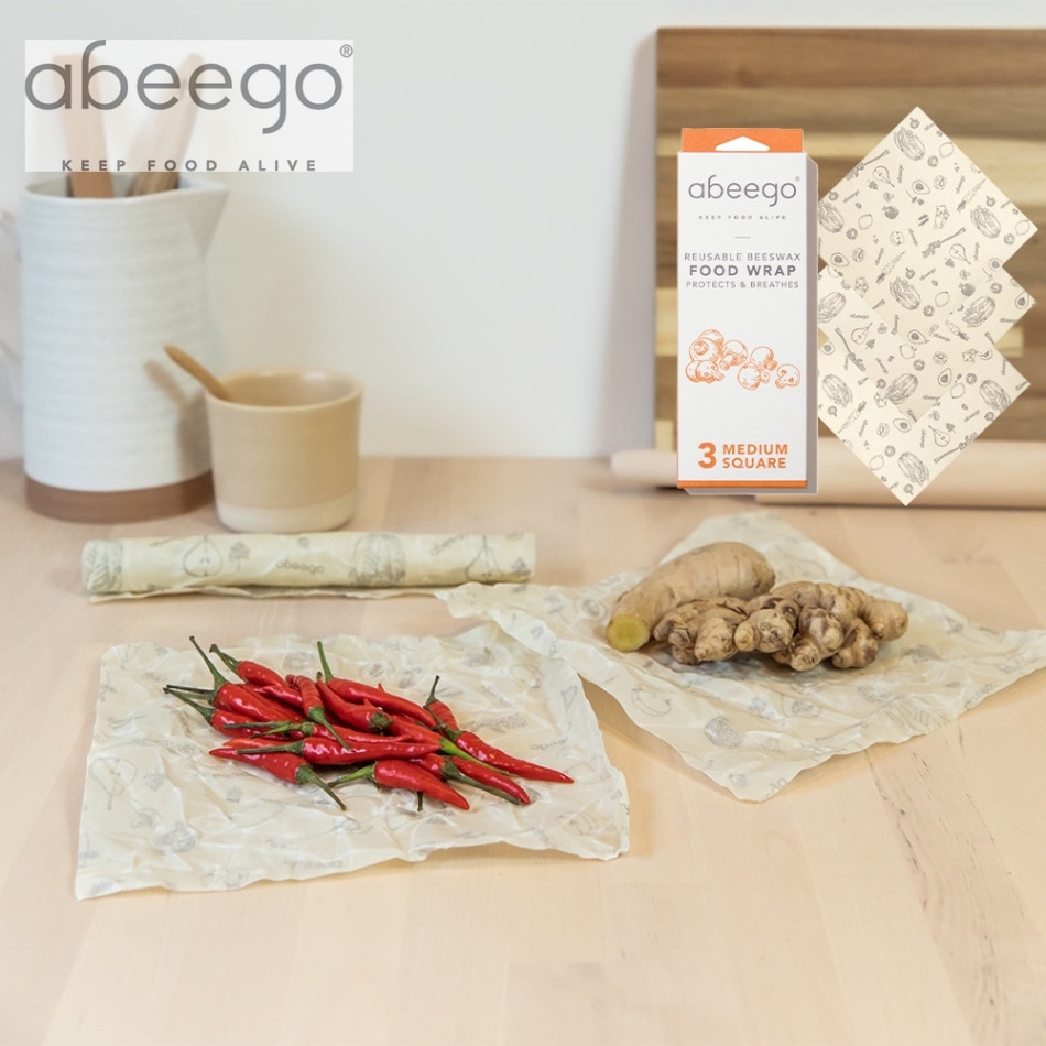 BLUE abeego ビーズワックスラップ ミディアム 25×25cm 3枚セット AB-MSQ3 食品保存 新しいか