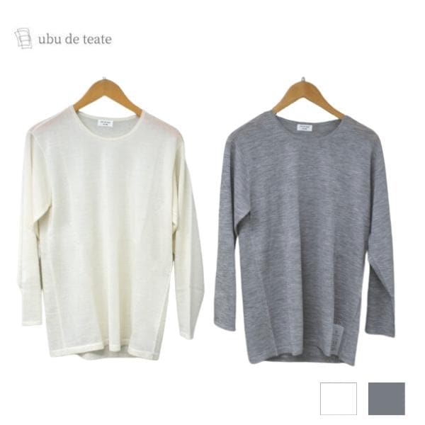 【在庫限り】ubu de teate ～ゆる着～リラックスウェア 長袖 レディース ユニセックス ホワイト ライトグレー