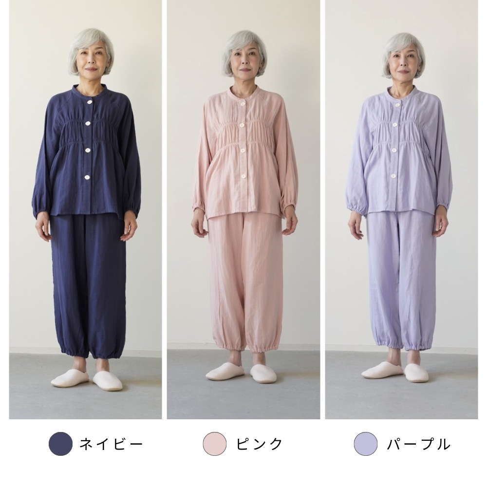 着る保湿クリーム 婦人シャーリングパジャマ シニア向け機能性ルームウェア レディース SP/MP/LPサイズ 介護 ネイ