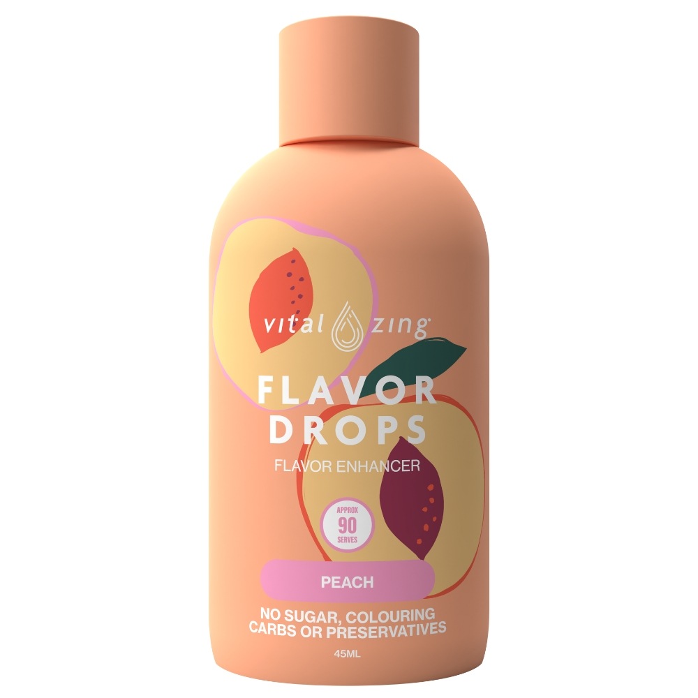 【ピーチ在庫限り】VitalZing フレーバードロップス ニュージーランド産 非糖質系甘味料 45ml 全11フレーバ