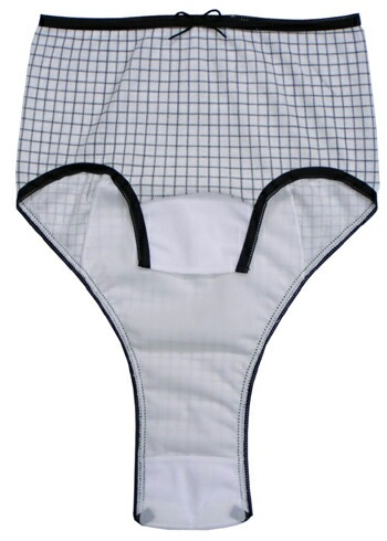 産褥ショーツ（格子ホワイト）Ｍ-Ｌ ｜ ※ネコポス対応２　※送料無料　日本製　日本アトピー協会推薦品　アトピアン加工（抗菌・防臭効果）