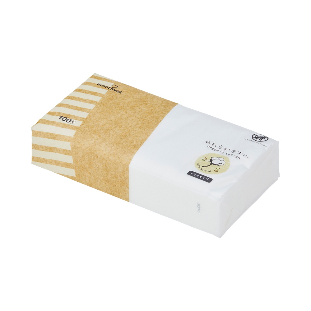 やわらかタオルオーガニックコットン100枚入×36個（1ケース） ｜ 送料無料　花粉症　敏感肌　赤ちゃん　大衛　アメジスト　マスク　あて綿