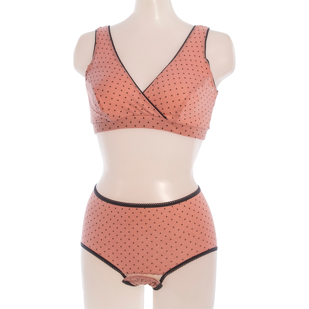 産褥ショーツ（水玉ピンク）　Ｌ-ＬＬ ｜ ※ネコポス対応２　※送料無料　日本製　日本アトピー協会推薦品　アトピアン加工（抗菌・防臭効果）