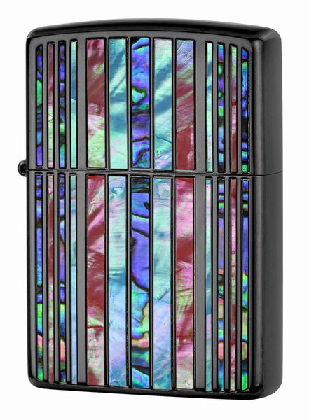 ZIPPO シェルマルチストライプBK Shell multi stripe シェルインレイ