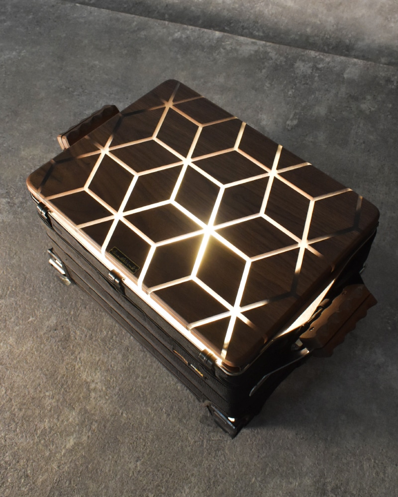 【訳あり傷あり30番】シェルコン50天板レール付き HARIGANE CLEAR シェルフコンテナ 三脚天板 ウォールナット&レジン※生産予定未定